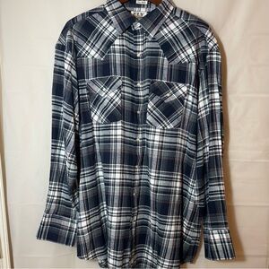 Ely Cattleman Men’s Long Sleeve Flannel Plaid Western Snap Shirt XLT